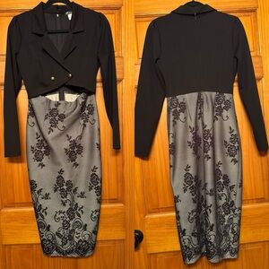 VENUS Black and Floral Lace Dress